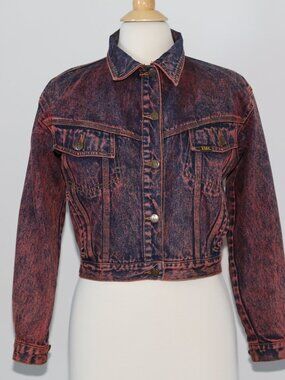 Rare Vintage USA.E Classic Cotton Cropped Denim Jacket – Purple Blue Wash